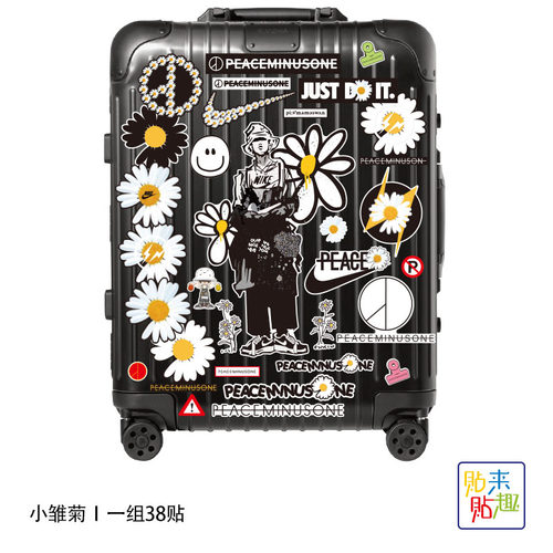 大张权志龙小雏菊联名行李箱旅行箱贴纸个性潮牌滑板机车冰箱门贴 - 图0