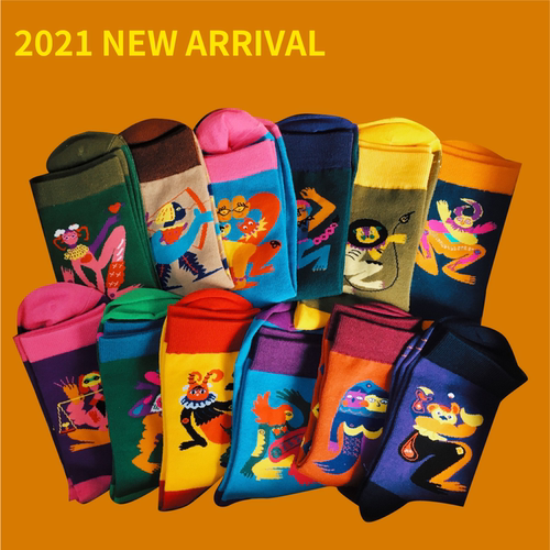 UODYCOCO十二星座卡通精梳棉男女款中筒袜秋冬女袜礼品盒情侣袜子 - 图1