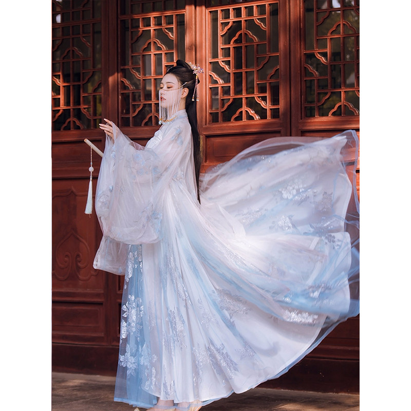 烟雨台澜/樱中国风齐胸古装汉服 月梳茼民族服装/舞台装