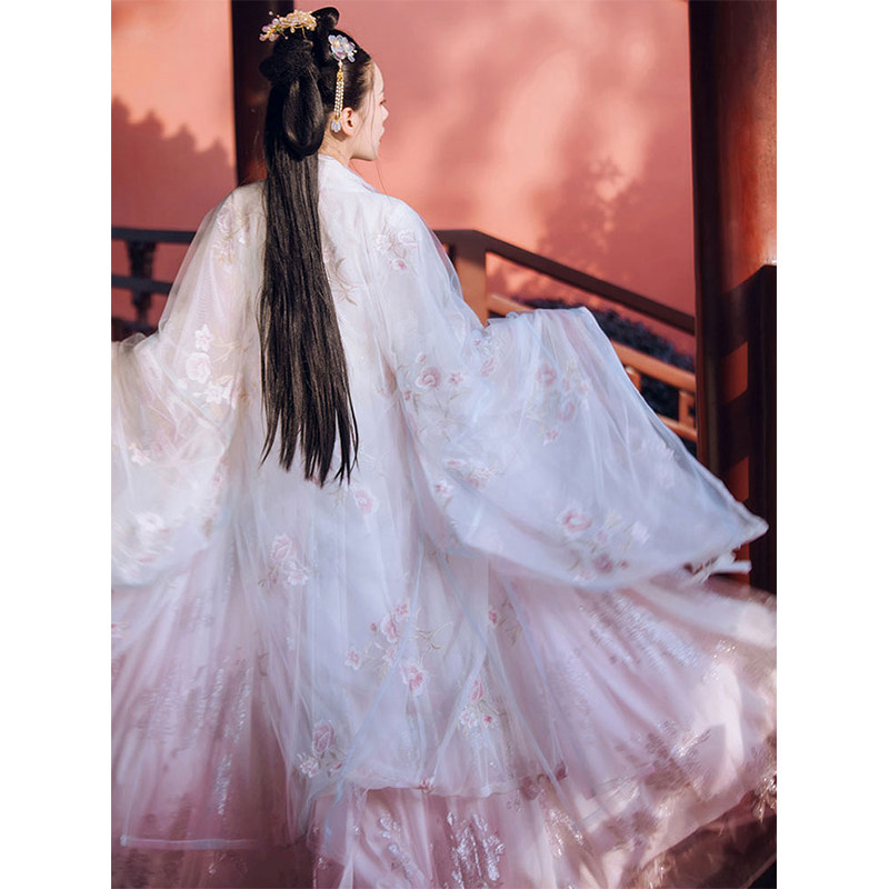 烟雨台澜/樱中国风齐胸古装汉服 月梳茼民族服装/舞台装