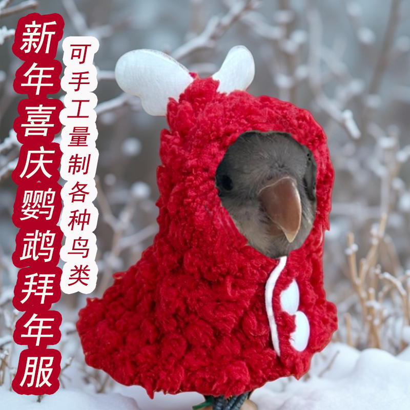 红天使鹦鹉斗篷披风小鸟衣服冬季防冻保暖手工宠物鸟用喜庆拜年服,淘宝优惠券,粉丝福利购,淘宝优惠卷