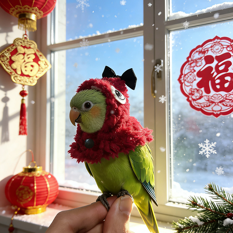 新年战袍睫毛鹦鹉斗篷披风小鸟衣服冬季保暖防冻遛鸟用喜庆拜年服,淘宝优惠券,粉丝福利购,淘宝优惠卷