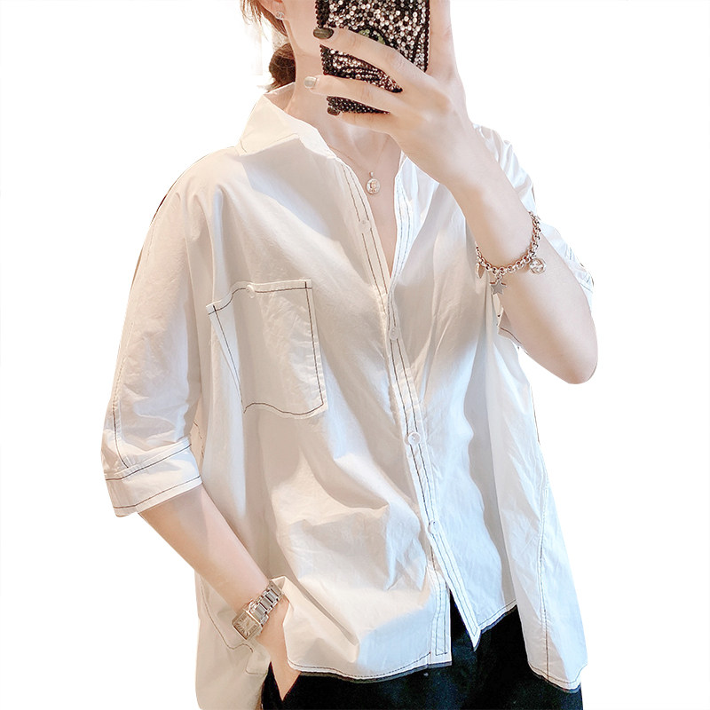 小众白色港风薄款设计感2020年衬衫 紫陌悠衬衫