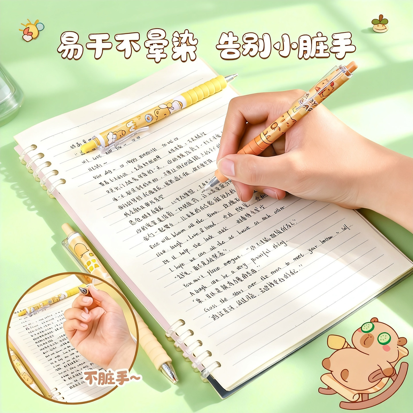 6 boxed gel pens, comfortable and soft to hold and easy to write with