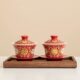 Enamel tea cup wedding bowls and chopsticks set