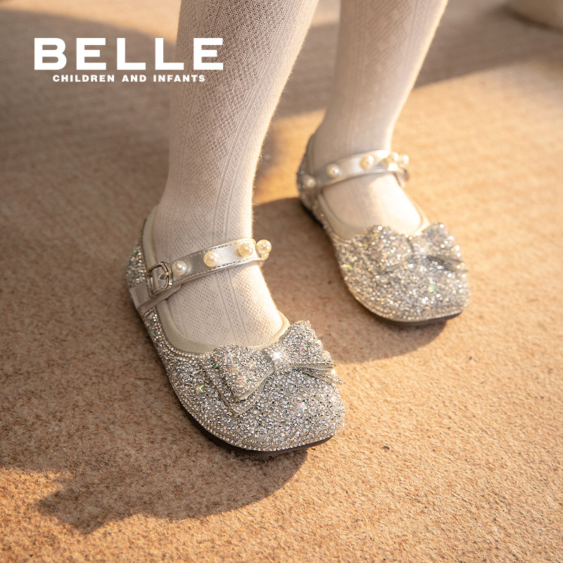 百丽童鞋女童公主鞋秋季软底宝宝鞋小女孩水晶鞋儿童水钻珍珠单鞋,淘宝优惠券,粉丝福利购,淘宝优惠卷