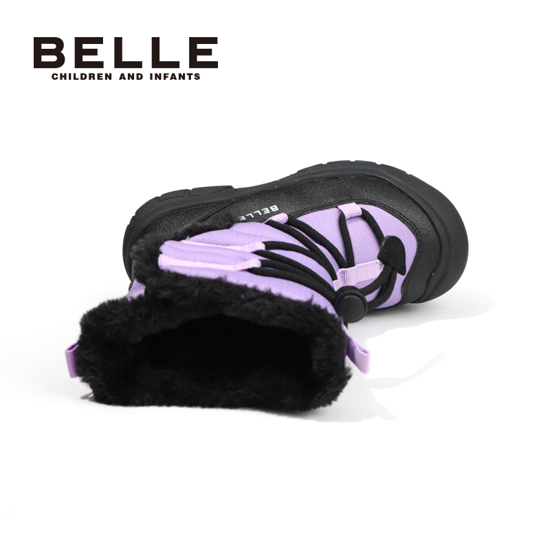 百丽童鞋男女童冬季加绒厚保暖雪地靴时尚百搭棉靴儿童宝宝高筒靴 - 图2