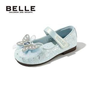 百丽童鞋女童爱莎公主鞋春季洋气小女孩水晶鞋软底舒适百搭演出鞋