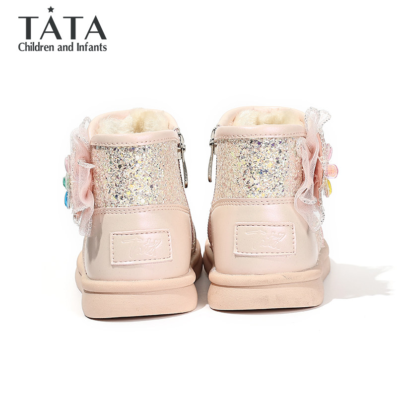 TATA他她童鞋冬季加绒保暖雪地靴时尚百搭公主靴女童软底防滑棉靴,淘宝优惠券,粉丝福利购,淘宝优惠卷