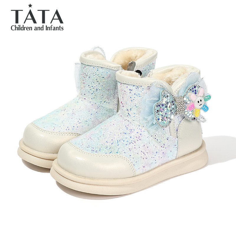 TATA他她童鞋冬季加绒保暖雪地靴时尚百搭公主靴女童软底防滑棉靴,淘宝优惠券,粉丝福利购,淘宝优惠卷