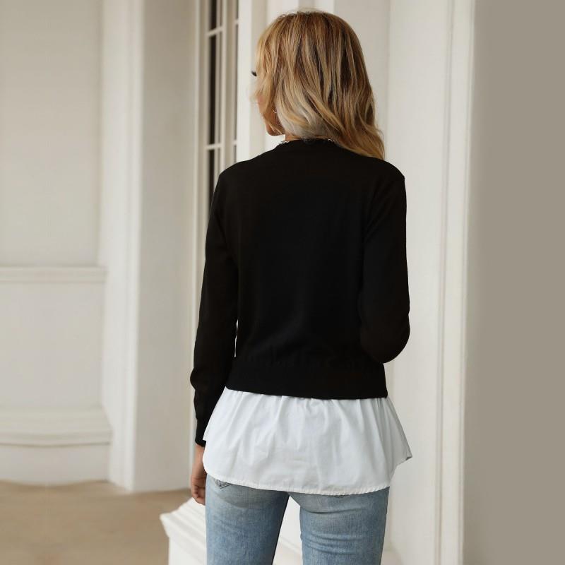 2021 stitching slim stitching shirt two sweater women毛衣女-图2