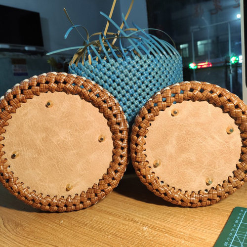 编织包diy皮革配件handmade带标仿真皮包底毛线藤条手工钩织包底 - 图3