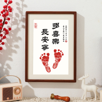 Babys first hand foot print photo frame full moon 100 days to remember foot print One year old gift of a memento of the week supplies props