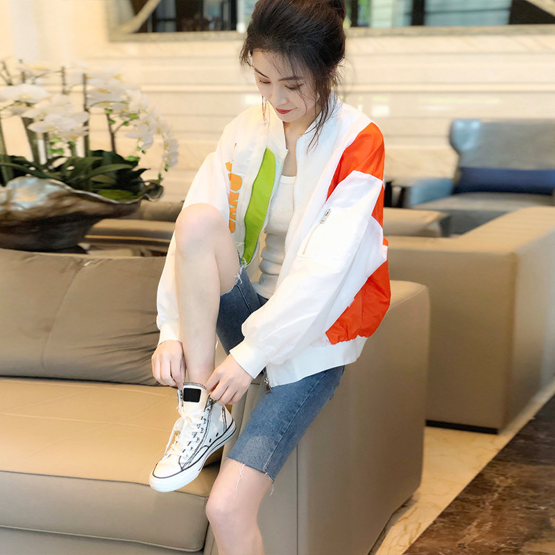 白色短外套春秋小个子运动棒球服 赛美意女装短外套