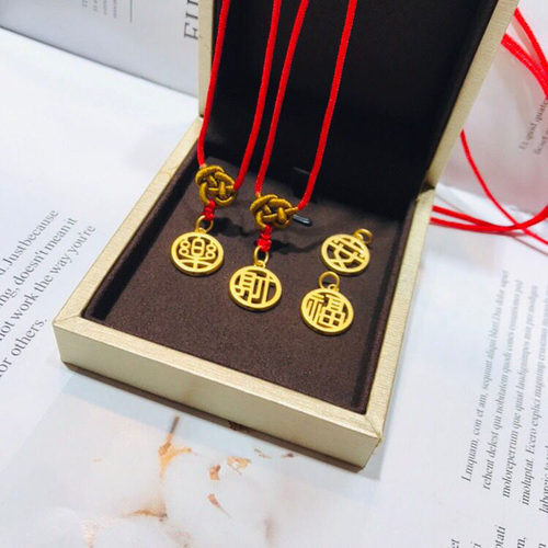 黄金福字吊坠转运小金币牌挂坠女3D硬足金999古风汉字手串小挂坠 - 图2