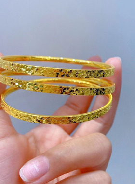微奢妙珠女款足金黄金碎碎冰手镯