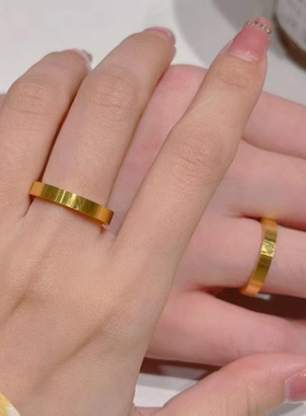 微奢妙珠女款足金黄金戒指
