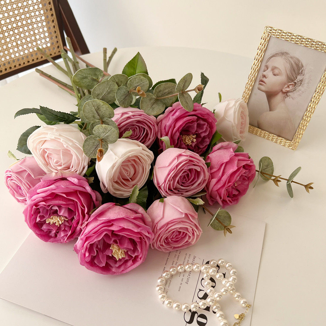 高档玫瑰花仿真花手感保湿奥斯汀花束客厅干花束装饰轻奢家居摆设,淘宝优惠券,粉丝福利购,淘宝优惠卷
