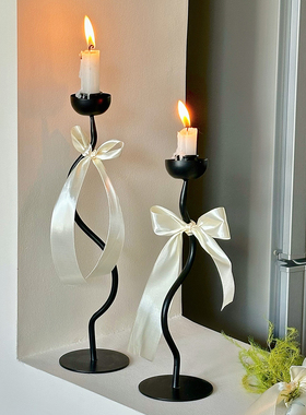 法式蝴蝶结铁艺蜡烛台座