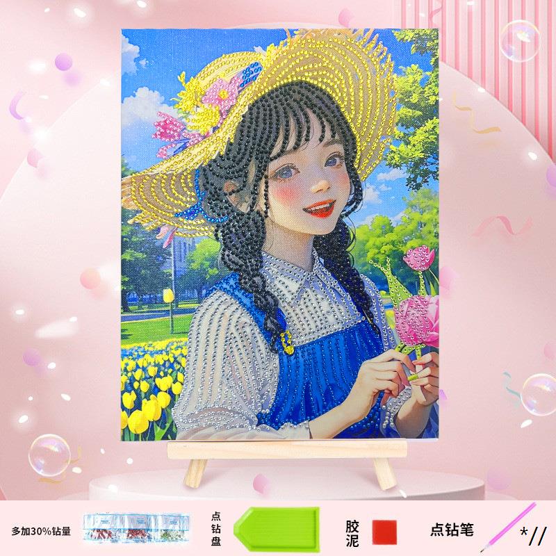 新款diy满钻石画工厂女孩儿童学生钻石贴画diy手工贴钻画亮钻 - 图1