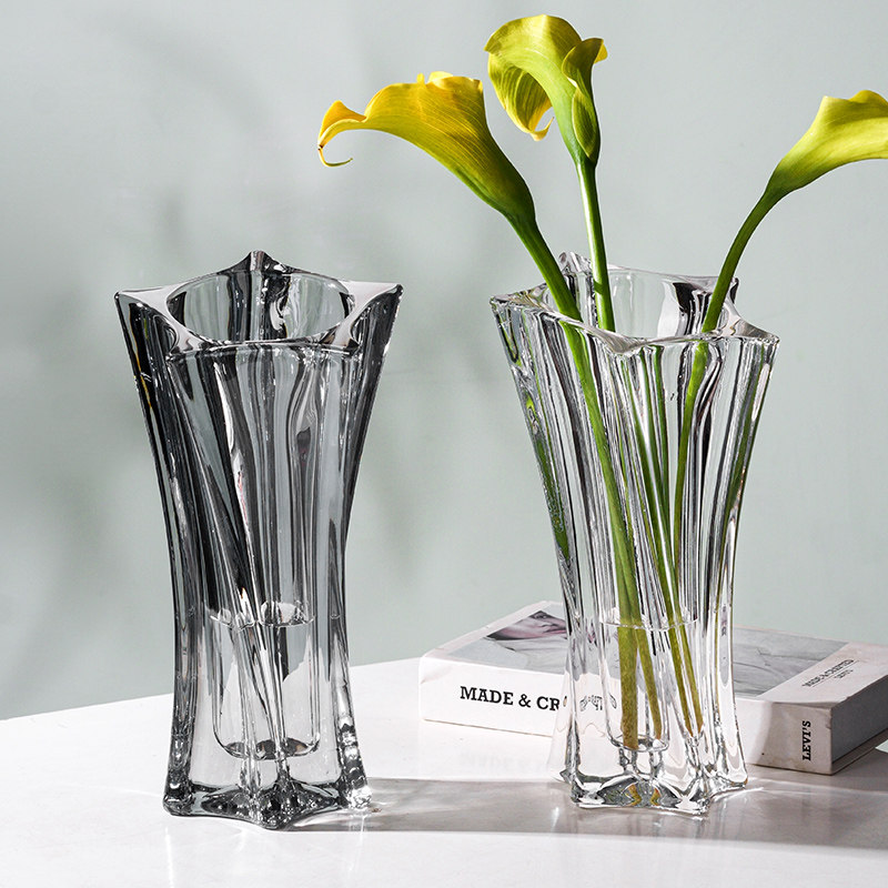 轻奢高级小众玻璃花瓶加厚网红捷克风格透明插花水养鲜花客厅摆件,淘宝优惠券,粉丝福利购,淘宝优惠卷