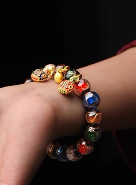 香灰琉璃手串十全十美吞金兽多宝本命年男女情侣手链北京同款礼物