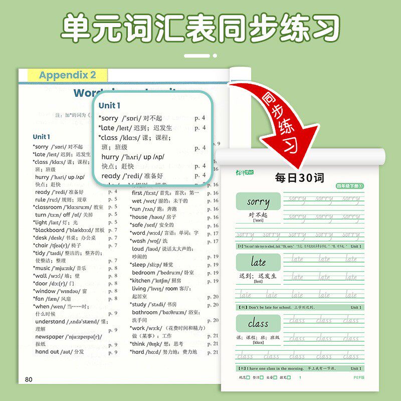 2026新版英语字帖三年级上册下册练字帖小学生专用pep人教版教材同步四五六年级手写体意大利斜体英文练字本描红字母单词每日30词