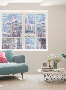 Office window 3D colorful scale glass partition wall sticker