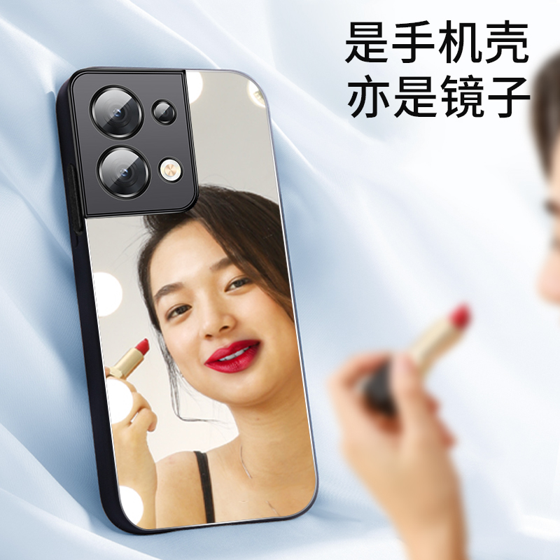 网红补妆神器opporeno8手机壳玻璃Reno8pro补妆镜子opporeno8pro网红RENO8PRO全包por液态电镀镜面壳5g女款 - 图0