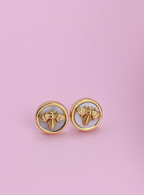 贝壳青金石孔雀石蜜蜂耳钉耳饰项链锁骨链质感高级感百搭款欧美风