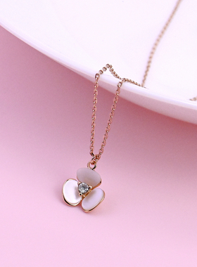 清新贝壳花朵玫瑰金项链锁骨链小众轻奢时尚气质高级百搭日常通勤