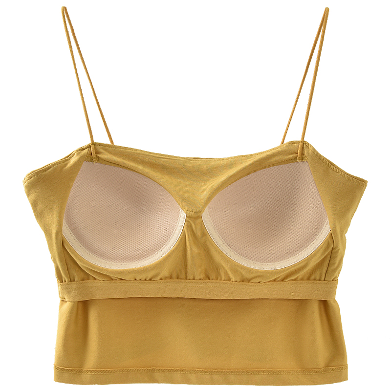 小女带胸垫一字领美背内搭外穿吊带 寻斑吊带/背心/T恤