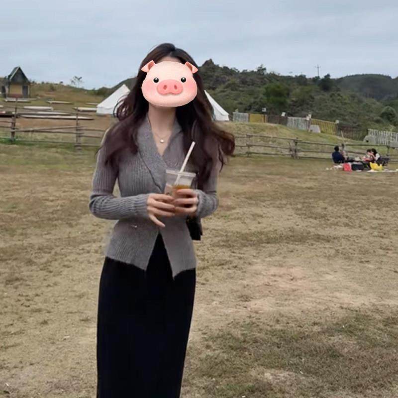 温柔风甜美粉色V领绞花针织衫女秋冬收腰气质内搭设计感开叉上衣,淘宝优惠券,粉丝福利购,淘宝优惠卷