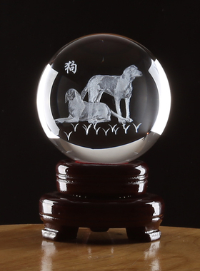 水晶球12生肖招财客厅摆件