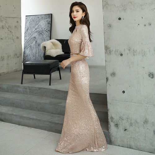 Вечернее платье, юбка, элитные блестки для ногтей, цвета шампанского, коллекция 2023, новая коллекция, крой «рыбий хвост»