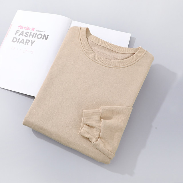 Embry Official Ole Fendis Basic Simple Spring and Autumn Cotton Home Clothes Casual Tops Loose Sweatshirts for Women