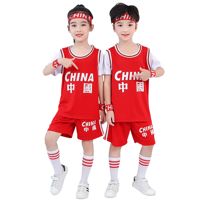 儿童篮球服套装男童女孩幼儿园表演运动训练服夏季短袖篮球衣定制