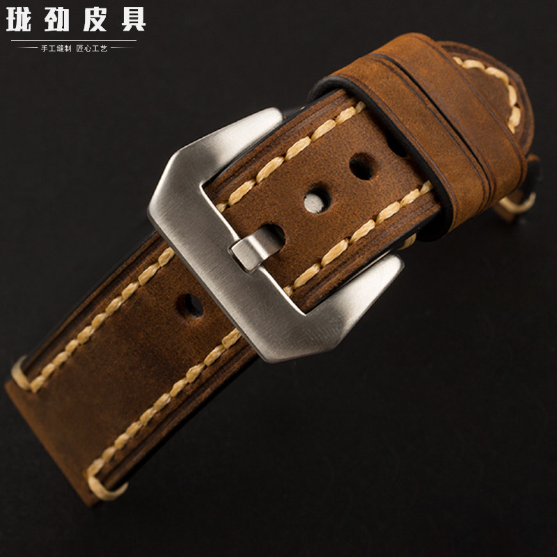 手工男款牛皮天梭精工沛纳海表带 珑劲皮具配件