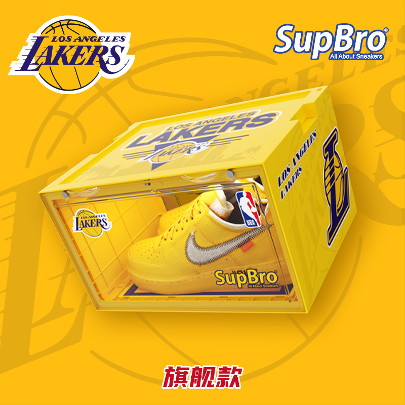 SupBro鞋盒NBA联名洛杉矶湖人队勇士队热火队周边球鞋侧开收纳盒-图2