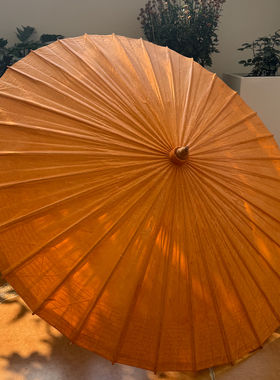 非遗之家 古法云龙纸落日橙侵染纯手工染色油纸伞防雨防晒实用伞