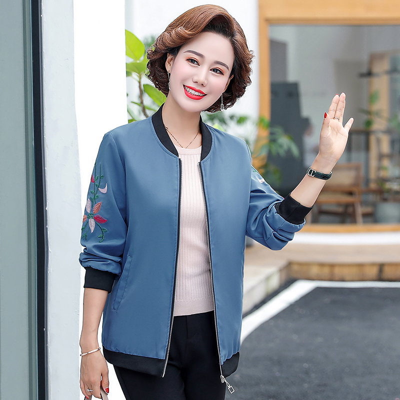 花彩姿旗舰店中年妈妈秋装风衣外套洋气质夹克新款中老年人女装春秋上衣服0