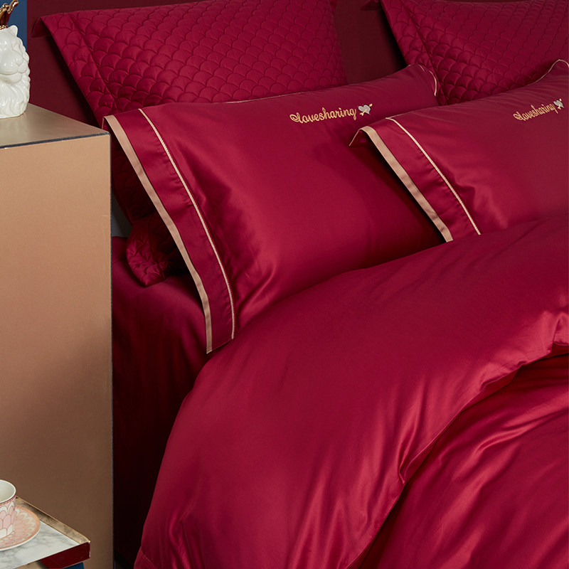 罗莱家纺结婚六件套床上用品大红色婚庆床单被套婚嫁喜被四件套,淘宝优惠券,粉丝福利购,淘宝优惠卷