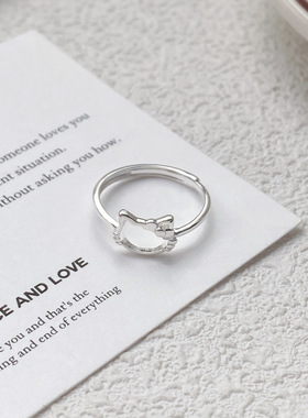 HANXINSTUDIOS999足银猫咪戒指