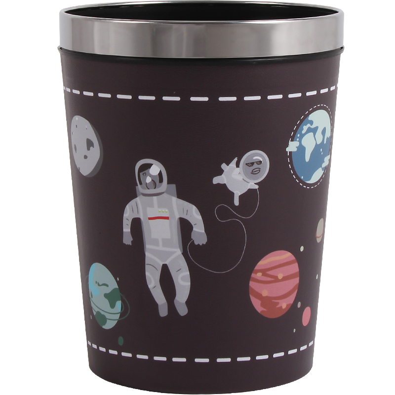 创意可爱宇航员卧室客厅厕所卫生间家用厨房垃圾桶带压圈无盖大号-图3