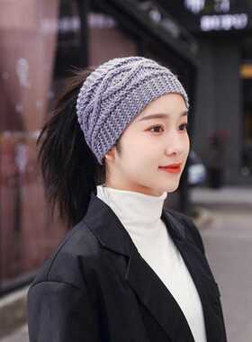 秋冬手工毛线发带遮白发护耳保暖