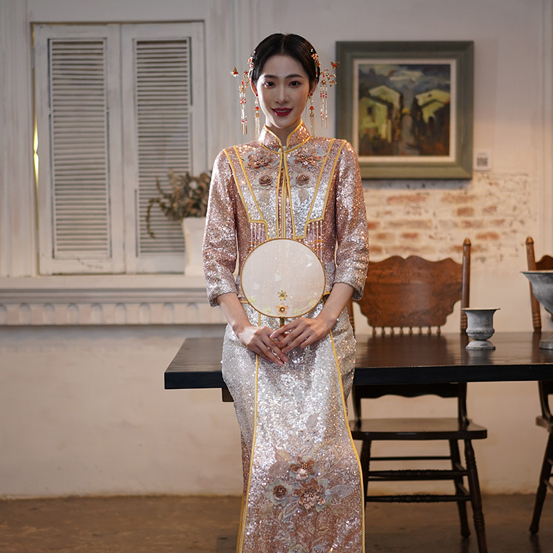 修身秀禾服新娘结婚礼服中式敬酒服 淑院旗袍