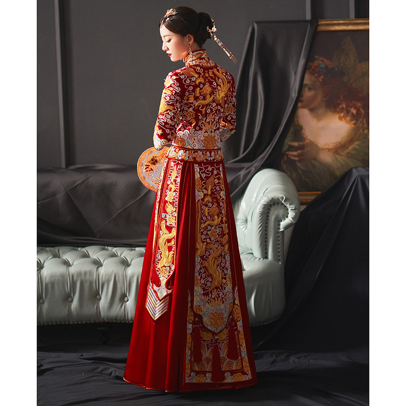 秀禾服新娘中式中国风夏季修身婚纱 淑院旗袍