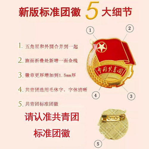 新语文化 团徽正版共青团中国共青团团徽新款标准型学生用磁吸磁铁款青年团磁扣胸针款共青团员徽章 团宝汇 - 图0