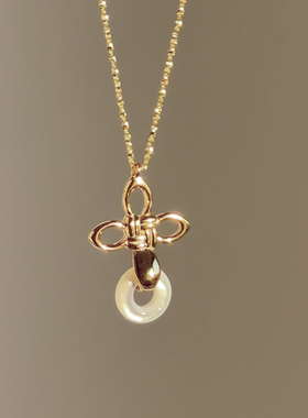 ERSHI尔时｜宁安 原创设计平安结幸运四叶草纯银平安扣可拆卸项链