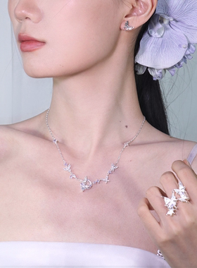 尔时925纯银灵蝶捕梦网项链